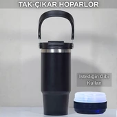Bluetooth Hoparlörlü Paslanmaz Çelik Termos Bardak 600 ml -Pipetli ,Çift Kullanımlı Kapak thumbnail 3