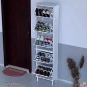 Modilayn VARBİ UMAY' 2 Li Kapı Önü 52x205x26 cm’ lik 5 Düşer Kapak 10 Göz Bölme Ayakkabılık thumbnail 1