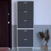 Modilayn VARBİ UMAY' 2 Li Antre Hol 72x 205x 26 cm’ lik 5 Düşer Kapak 10 Göz Raflı Ayakkabılık thumbnail 6