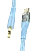 Hoco. UPA25 1M Tak Çalıştır Type-C to Aux Kablo - Mavi thumbnail 1