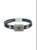 JTAW25BLK1609 HAKİKİ DERİ ZİRKON TAŞLI ALAŞIMLI METAL MIKNATIS KAPAMA ile ONYX ve HEMATİT DOĞALTAŞ ESNEK KOMBİN SİYAH GARANTİLİ HEDİYE KUTULU JANTİ BİLEKLİK thumbnail 3