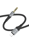 Hoco. UPA26 1M Hasırlı Lightning to Aux Kablo - Siyah thumbnail 2