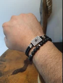 JTAW25BLK1609 HAKİKİ DERİ ZİRKON TAŞLI ALAŞIMLI METAL MIKNATIS KAPAMA ile ONYX ve HEMATİT DOĞALTAŞ ESNEK KOMBİN SİYAH GARANTİLİ HEDİYE KUTULU JANTİ BİLEKLİK thumbnail 2