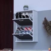 Modilayn UMAY Asma Kapı Önü 52x 78 x 26 cm’ lik 2 Düşer Kapak 4 Göz Bölmeli Ayakkabılık thumbnail 1