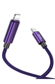 Hoco. U125 1.2M Benefit Type-C to Lightning Şarj Data Kablosu - Mor thumbnail 2