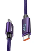 Hoco. U125 1.2M Benefit PD 100W Type-C to Type-C Şarj Data Kablosu - Mor thumbnail 1