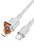 Hoco. U131 1.2M 2in1 USB ve Type-C to Type-C Şarj Data Kablosu - Gri thumbnail 9