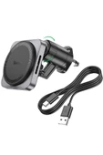 Hoco. HW15 Izgara Klipsli 15W Kablosuz Şarjlı Manyetik Magsafe Araç Tutucu - Siyah thumbnail 9