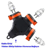 Monofaze Seyyar Çoğaltıcı Askılı Topraklı Priz IP54 Fiş Grup 3'lü Dişi Fiş Kablosuz Çoçuk Korumalı thumbnail 2