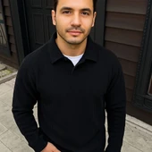 Erkek Fitilli Polar Sweatshirt – Düğmesiz Polo Yaka, Oversize Rahat Kalıp, Kalın Polar Kumaş, Kışlık ve Baharlık Şık Gün thumbnail 3