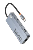 Hoco. HB52 Wow 8in1 100W PD 100 Mbps Ethernet 4K Hub Dönüştürücü - Gri thumbnail 10