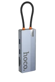 Hoco. HB52 Wow 8in1 100W PD 100 Mbps Ethernet 4K Hub Dönüştürücü - Gri thumbnail 4