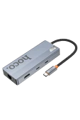 Hoco. HB52 Wow 8in1 100W PD 100 Mbps Ethernet 4K Hub Dönüştürücü - Gri thumbnail 5