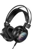 Hoco. W110 RGB Aydınlatmalı 2M Kablolu Kafaüstü Gaming Kulaklık - Siyah - 8