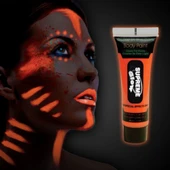 Karanlıkta Parlayan Fosforlu Neonlu Glow Parti Yüz Boyası Vücut Kremi Turuncu Renk - 1