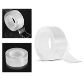 2 Metre X 3 Cm Şeffaf Güçlü Nano Çift Taraflı Silikon Jel Yapıştırıcı Bant thumbnail 1