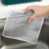 3 Adet Çok Fonksiyonlu Çizmeyen Tel Bulaşık Bezi Bulaşık Havlusu Bulaşık Temizlik Ovma Bezi thumbnail 2