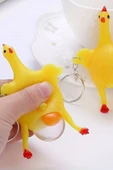 Yumurtlayan Eğlenceli Tavuk Anahtarlık Stres Topu Hediyelik Oyuncak Çanta Süsü thumbnail 2