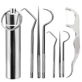 Paslanmaz Çelik Ağız Diş Tartar Sökücü Temizlik Bakım Seti 8 Parça thumbnail 1