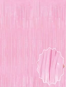 Soft Pembe Püsküllü Kapı Perdesi - Parti, Baby Shower, Cinsiyet Partisi 1x2 M thumbnail 1