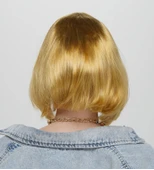 Altın Renk Düz Kesim Küt Parti Peruğu Kısa Takma Saç thumbnail 2