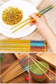 Bambu Chopstick Çubuk Yemek Çubuğu Yıkanabilir Tekrar Kullanılabilir (3 Çift- 6 Adet ) thumbnail 1