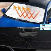 Katlanabilir Araç Ön Camı Güneş Koruyucu Gölge Şemsiye Araba Şemsiyesi (130x75 Cm) thumbnail 2