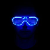 Mavi Led Işıklı Parti Gözlüğü - Neon Glow Şerit Gözlük 3 Modlu thumbnail 2