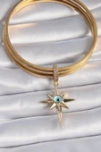 pilelistore Pirinç Gold Renk Zirkon Taşlı Kutup Yıldızı Nazar Boncuk Detay Ajda Charm - TJ-BC1006 thumbnail 2