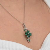 Gümüş Dönen Yeşil Yonca Kadın Kolye thumbnail 5