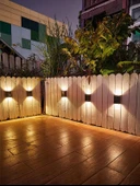 pilelistore 4 Ledli Solar Çift Taraflı Duvar Lambası Güneş Enerjili Aydınlatma Dekorasyon Aplik Işık thumbnail 4