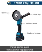 PH291 Akülü 11li Set (Led Işık, Lazer Metre, Somun Sıkma, Dekupaj, Oto Yıkama, Dal Makası, thumbnail 11