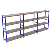 4 Katlı 3'lü Depo Rafı - 300-350 Kg Taşıma Kapasiteli Hafif Rack Raf  40x120x200 cm thumbnail 1