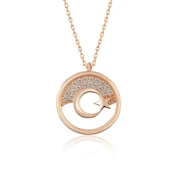 Gümüş Rose Ay Yıldız Bayan Kolye thumbnail 1