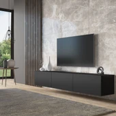 LENDA Konak 3 Kapaklı Duvara Monte Tv Ünitesi - Siyah - 1