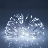 Ev Balkon ve Parti İçin 10 Metre Beyaz Kumandalı Usb Peri Led 8 Modlu Animasyonlu Yılbaşı Süsü Işık thumbnail 5