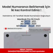 MacBook Pro 14.2 İnç Kılıf M1-M2-M3 A2442-A2779-A2992 için Dayanıklı Koruyucu Mat Plastik Sert Kılıf  Şeffaf thumbnail 3