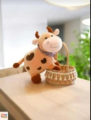 Kalpli Sevimli İnek 30 cm Peluş Uyku Arkadaşı ve Oyuncak Hediyelik thumbnail 2