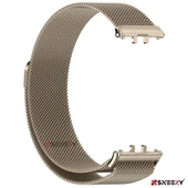 Sneezy Samsung Galaxy Fit 3 İle Uyumlu Woven Wire Tasarım Metal Hasır Kordon  Starlight thumbnail 4