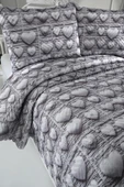 Kalpten Ultrasonik Kapitoneli 5D Baskılı Çift Kişilik Yatak Örtüsü Gri thumbnail 6