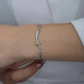 pilelistore 925 Ayar Gümüş Nazarlı Zülfikar Kılıcı Kadın Bileklik thumbnail 2