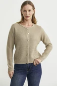 Dore Düğme Detaylı Yünlü Triko Hıırka - Bej thumbnail 4