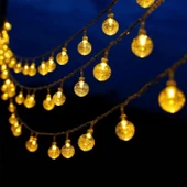 5 m 28 LED Kristal Top Gün Işığı  Şeffaf Kablo Fişli Eklemeli thumbnail 2