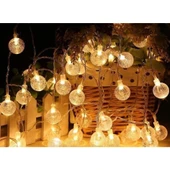 5 m 28 LED Kristal Top Gün Işığı  Şeffaf Kablo Fişli Eklemeli thumbnail 1