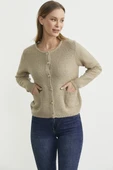 Dore Düğme Detaylı Yünlü Triko Hıırka - Bej thumbnail 3