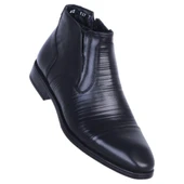 Censay 137 Siyah Antik Erkek %100 Deri Kürklü Bot thumbnail 1