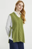 Yanları Bağlama Detaylı Yünlü Triko Süveter - Yeşil thumbnail 3