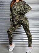 MDB Kadın Uzun Kollu Kapşonlu Kamuflaj Desenli Bluz Ve Pantolon Tayt Ikili Takım thumbnail 4