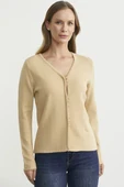 Düğme Kapamalı V Yaka Triko Hırka - Bej thumbnail 2