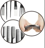 Zhltools 10 Parça Profesyonel Kuaför Tarak Seti - Saç Kesim, Ayırma, Şekillendirme ve Fön Tarağı thumbnail 4